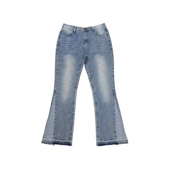 Gallery Dept. White With Denim Blue Jeans With Frayed Hem