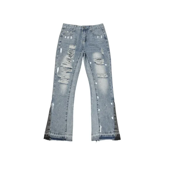 Gallery Dept. White With Faded Gray Jeans With Frayed Hem