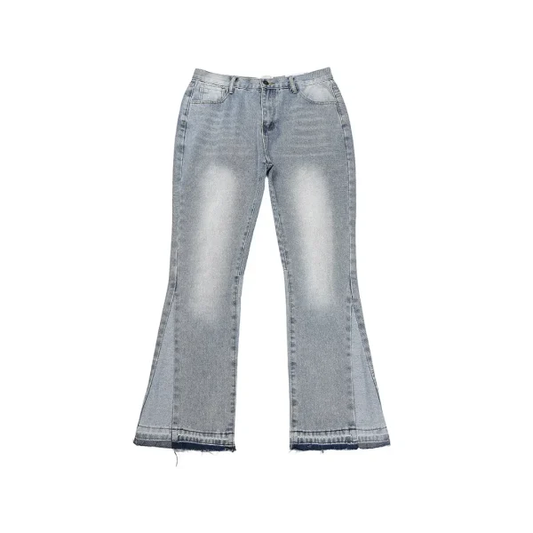 Gallery Dept. White With Faded Gray Flared Jeans Frayed Hem