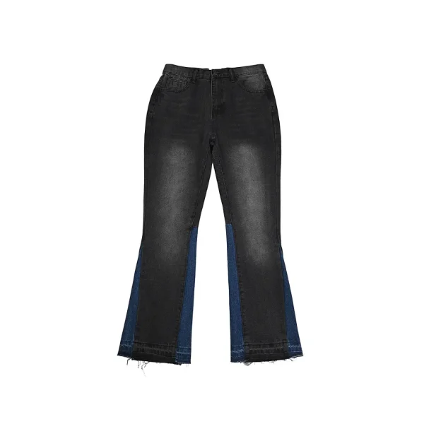 Gallery Dept. Black With Faded Gray Flared Jeans Frayed Hem