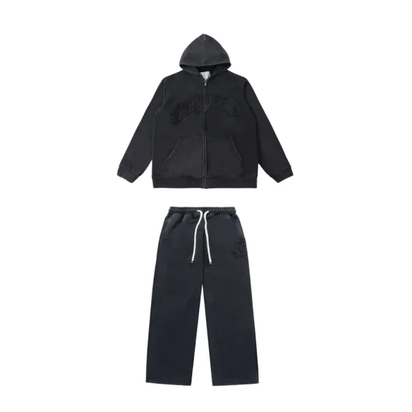 Fear Of God ESSENTIALS Tracksuit Set Black With Monogram Text Design