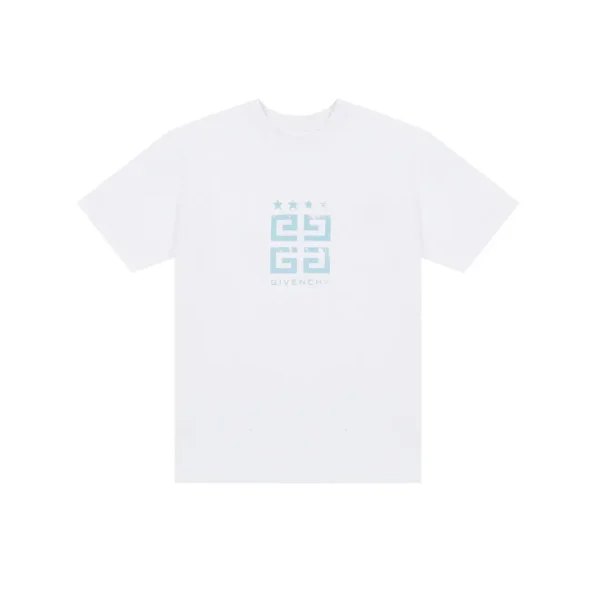Givenchy T Shirt White With Monogram Logo Star Embosed