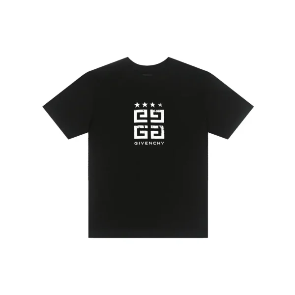 Givenchy T Shirt Black With Monogram Logo Star Embosed