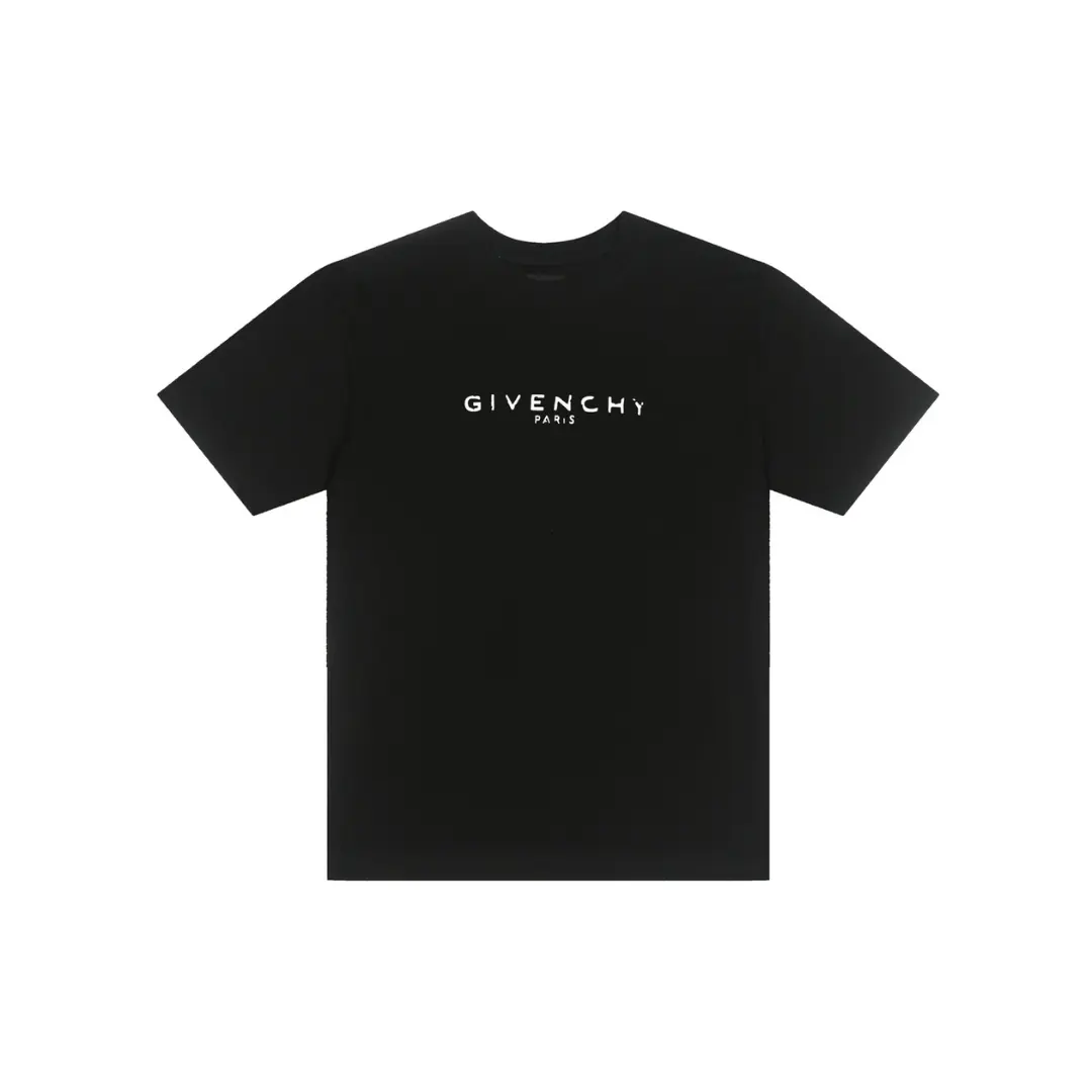 Givenchy T Shirt Black With Paris Text Logo Embosed