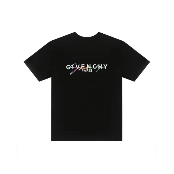 Givenchy T Shirt Black Multicolour Logo Design