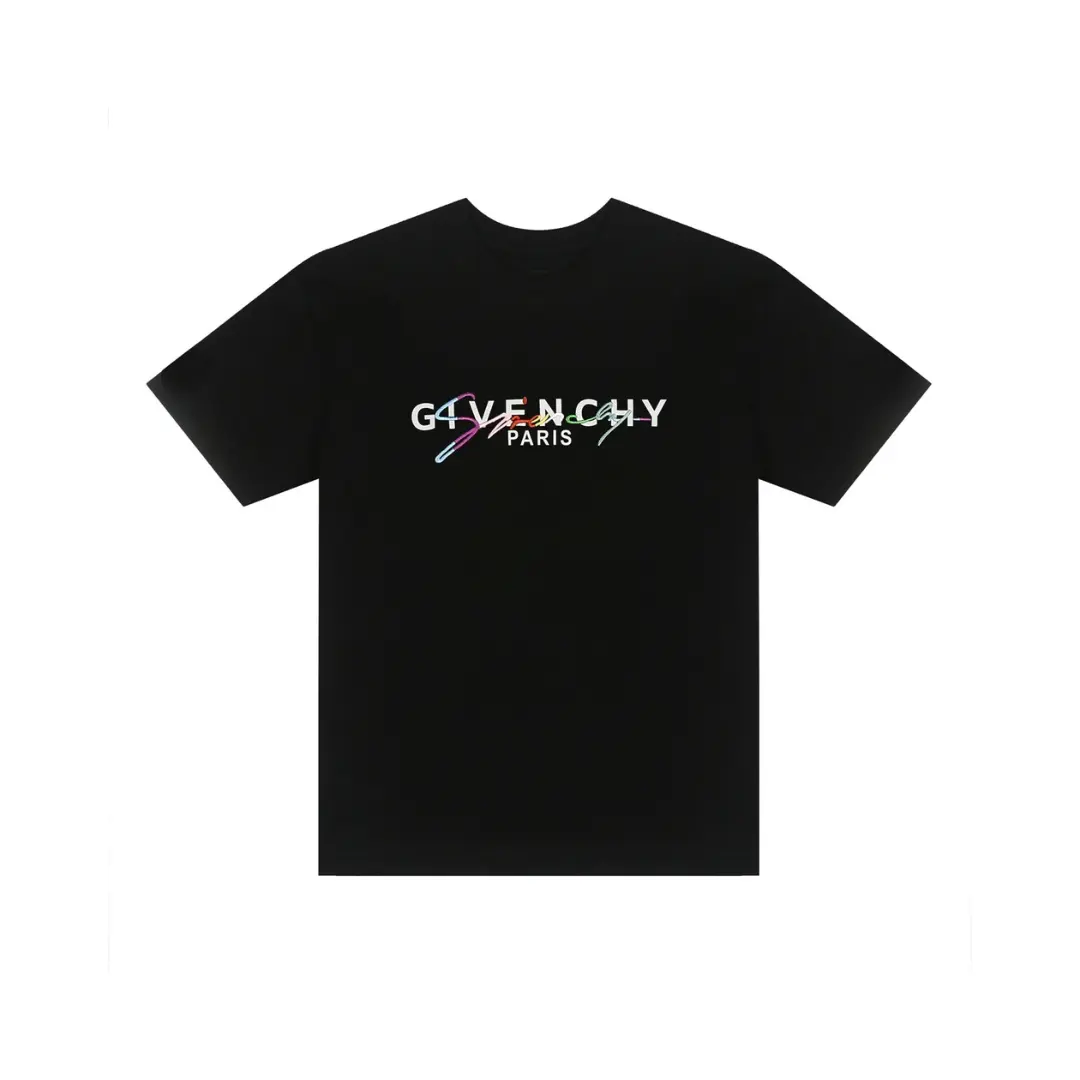 Givenchy T Shirt Black Multicolour Logo Design