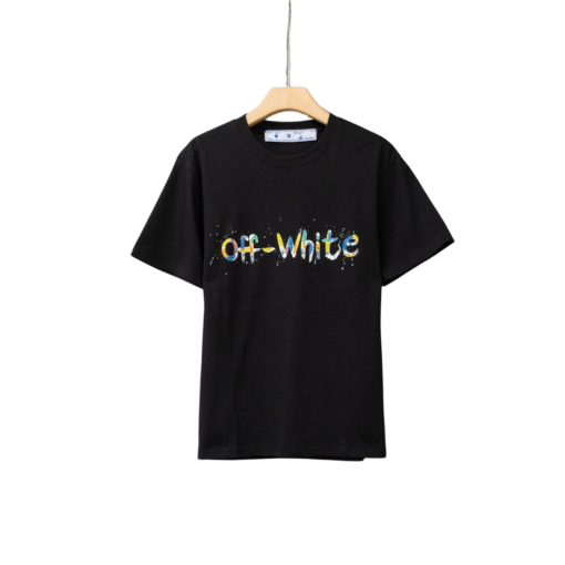 Off-White T Shirt Black With Multi Color Logo