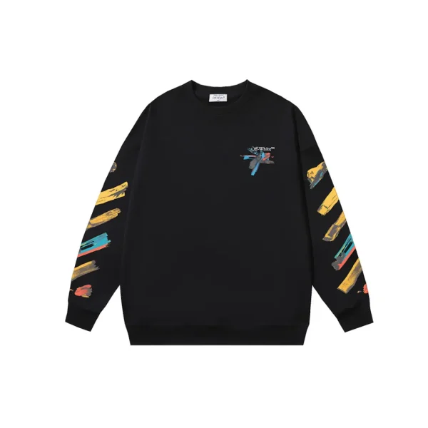 Off-White Sweatshirt Black With Multicolour Design