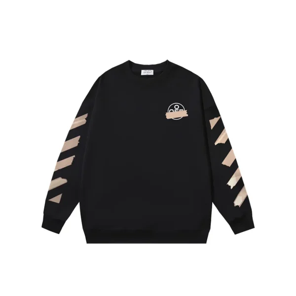 Off-White Sweatshirt Black With Beige Design