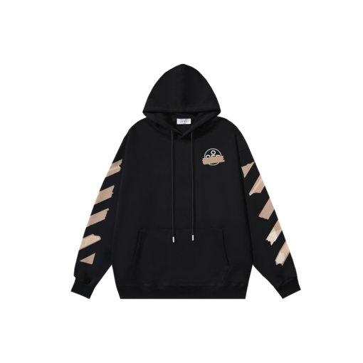 Off-White Hoodie Black With Beige Design