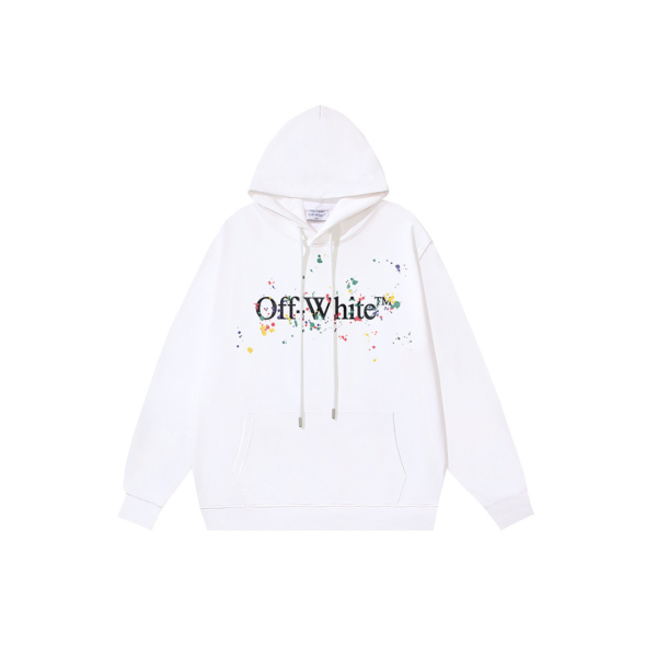 Off-White Hoodie Multicolour Paint Text Design Printed