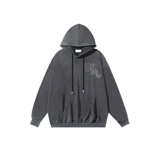 Off-White Light Gray Hoodie With Graphic Design