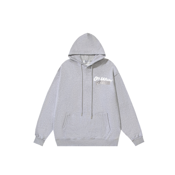 Off-White Light Gray Hoodie Logo Print