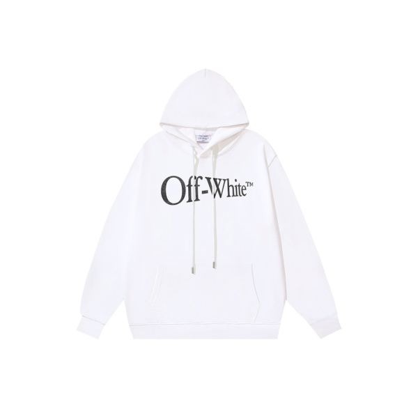 Off-White White Hoodie With Name Monogram On The Chest