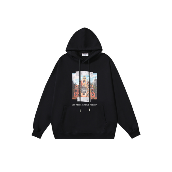 Off-White Black Hoodie With Graphic Design