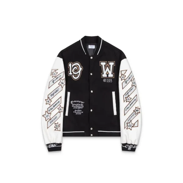 Off-White Varsity Jacket Black And White With Text Print