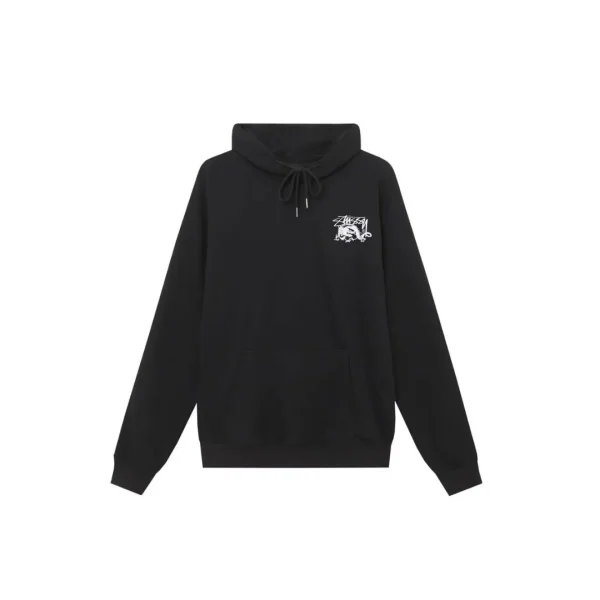 Stussy Relax Hoodie Black Printed Graphic On The Chest