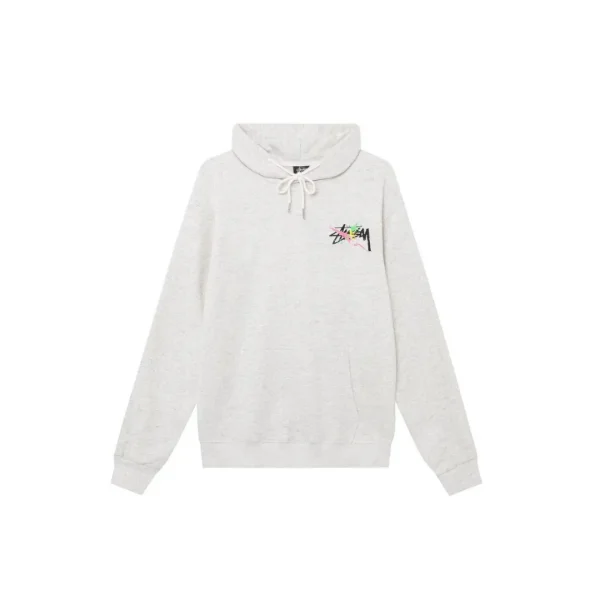 Stussy Basic Multicolour Logo Wool Hoodie White