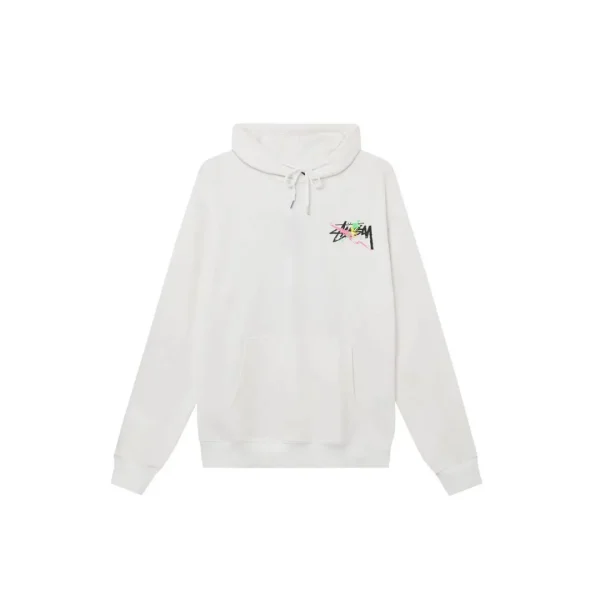 Stussy Basic Multicolour Logo Cotton Hoodie White
