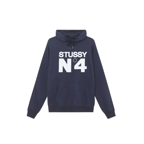 Stussy N4 Monogram Printed Hoodie Navy Blue