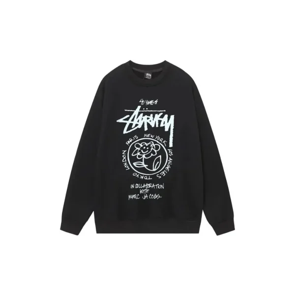 Stussy Logo Monogram Sweater Black M1
