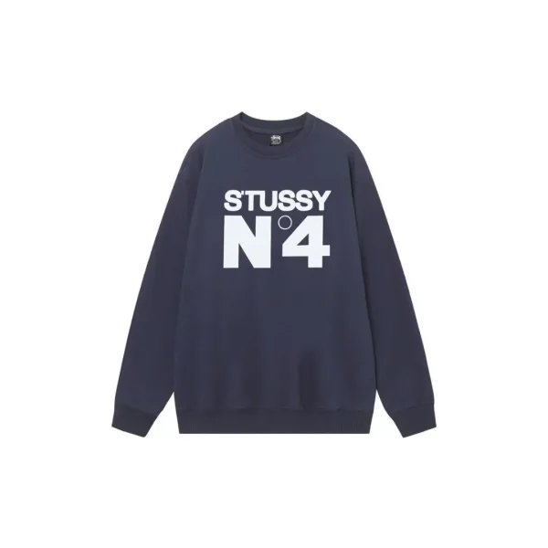 Stussy N4 Monogram Printed Sweater Navy Blue
