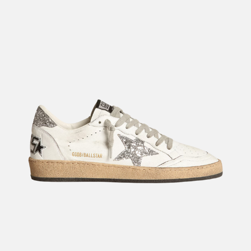 Golden Goose - Estrella white and talón of purpurina