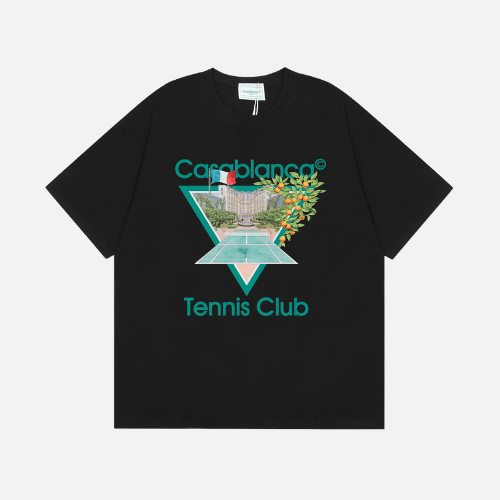 Casablanca Tennis Club Icon Organic Cotton T-shirt Black