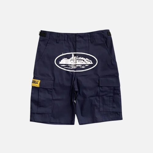 Corteiz Alcatraz Cargo Shorts Navy Blue