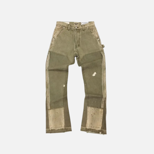 Gallery Dept La Carpenter Flare Trousers Moss Green Cotton Denim