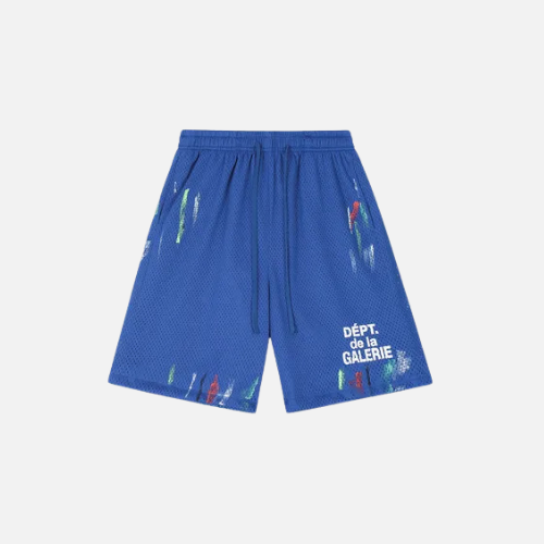 Gallery Dept Studio Gym Paint-Splattered Mesh Shorts Blue