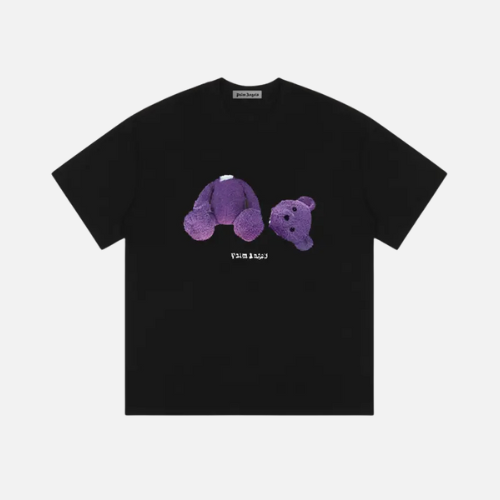 Palm Angels Bear Print T-shirt White With A Purple Bear