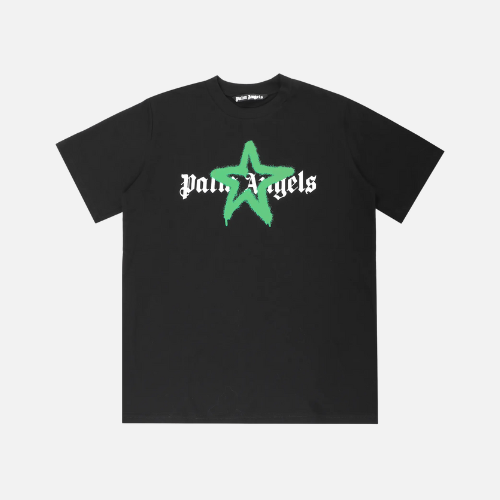 Palm Angels Star Sprayed T-Shirt Black And Green