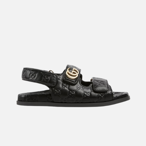 Gucci Sandal Dooble GG Black Leather