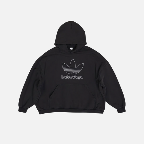 Hoodie Black White Logo Balenciaga