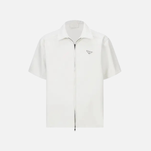 Prada Nappa Leather Shirt With Short Sleeves White