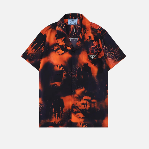 Prada Short-Sleeved Shirt Black Orange
