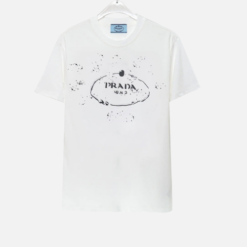 Prada Cotton T-shirt With A Front Logo Print And Distressed Details White