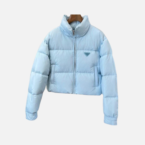 Prada Cropped Down Jacket Sky Blue