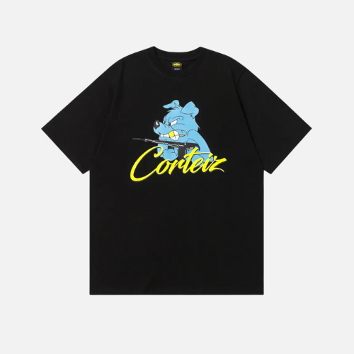 Corteiz K9 T-shirt Black With A Blue Dog Graphic