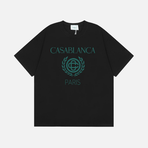 Casablanca Tennis Club Crest Logo T-Shirt Black Cotton