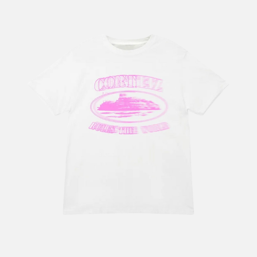 Corteiz Pink Blur Alcatraz T-shirt White