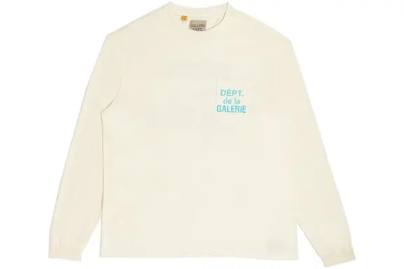 Hoodie Gallery Dept. DE LA GALERIE L/S Pocket T-Shirt Cream/Light Blue