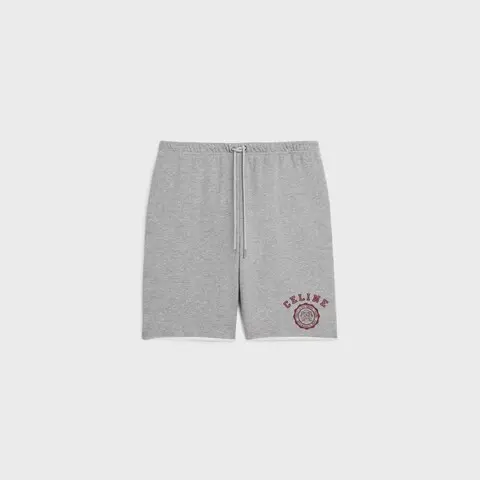 Celine Blason Loose Shorts In Cotton Fleece Dark Grey
