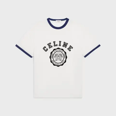 celine blason loose t-shirt in cotton jersey off white