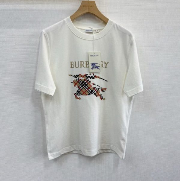 Burberry Cross Stitch EKD​ Cotton T-shirt in Chalk