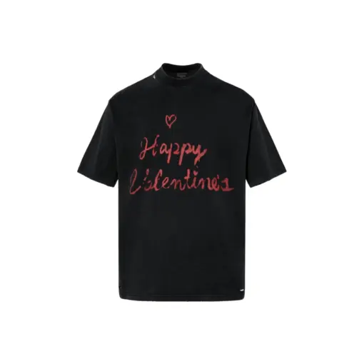 Balenciaga Short Sleeve T Shirt Black Happy Valentines