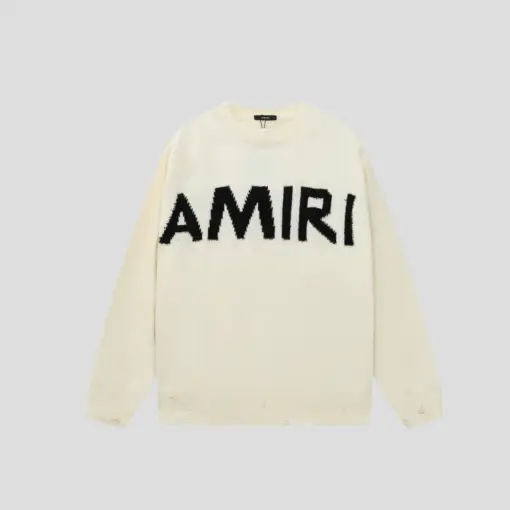 AMIRI Monogram Intarsia Crewneck Sweater White
