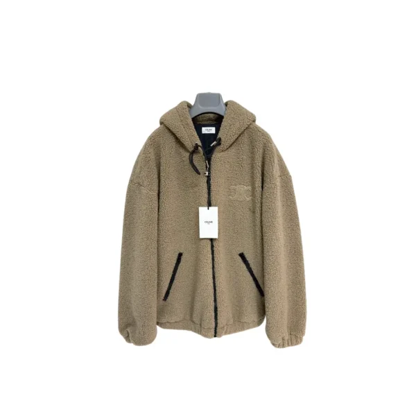 Celine Homme Logo-Embroidered Fleece Hooded Jacket