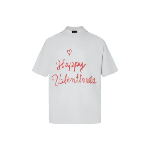 Balenciaga Short Sleeve T Shirt White Happy Valentines